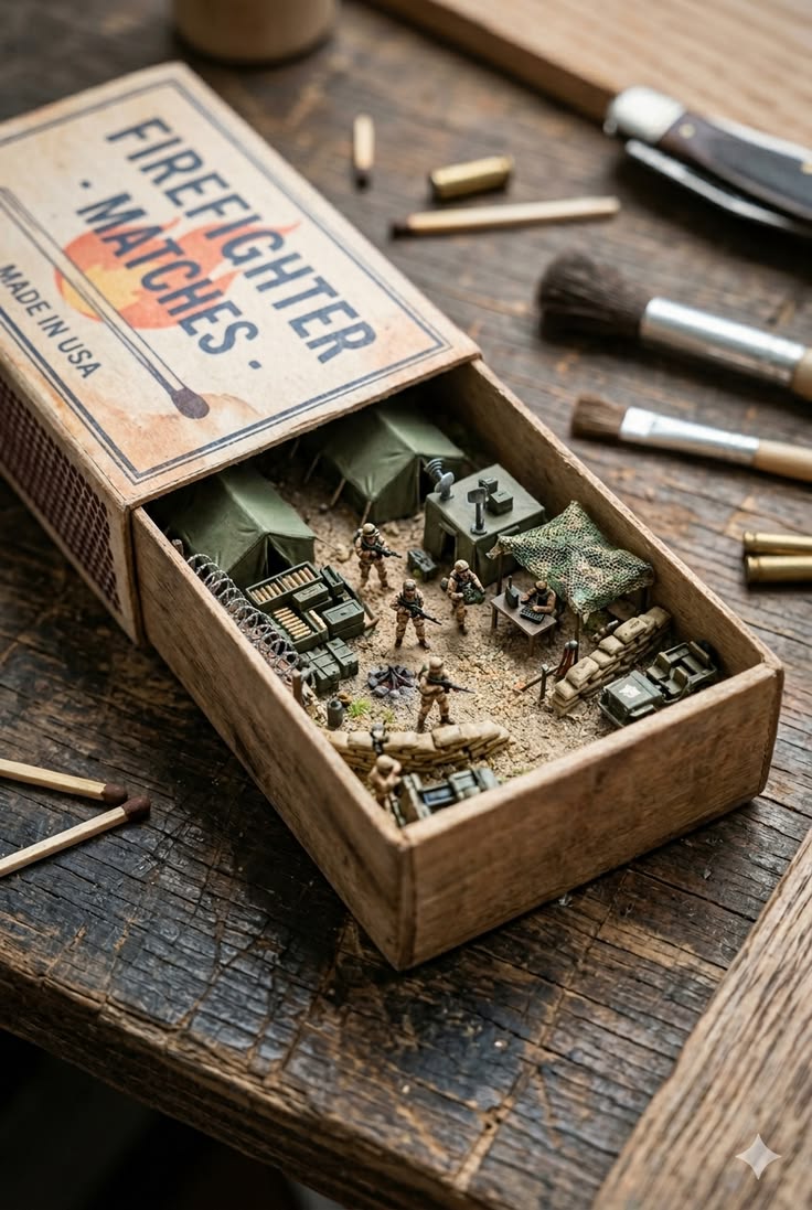 miniature match box illustration